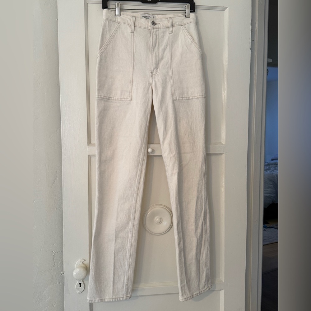 White 90s Straight High Rise Jeans